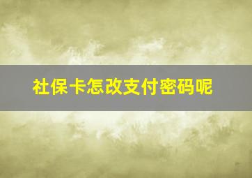 社保卡怎改支付密码呢