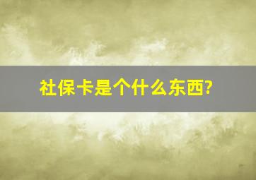 社保卡是个什么东西?