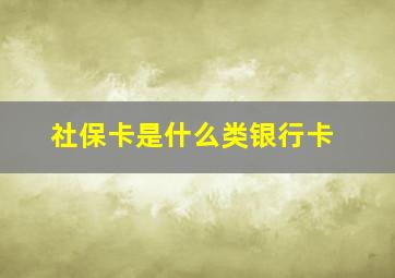 社保卡是什么类银行卡