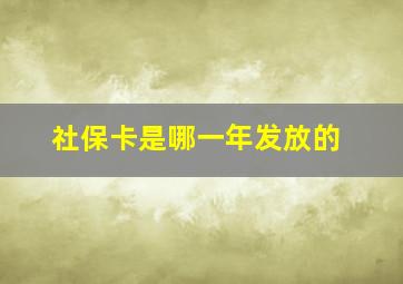 社保卡是哪一年发放的