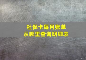 社保卡每月账单从哪里查询明细表