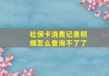 社保卡消费记录明细怎么查询不了了