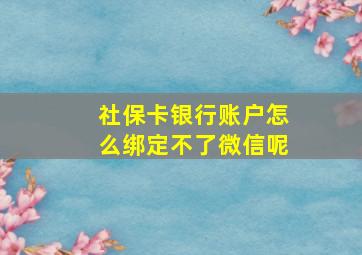 社保卡银行账户怎么绑定不了微信呢