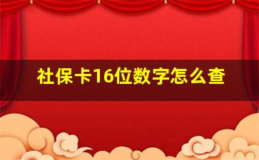 社保卡16位数字怎么查