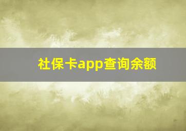 社保卡app查询余额