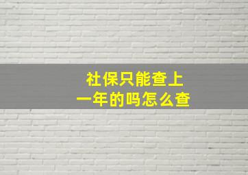 社保只能查上一年的吗怎么查