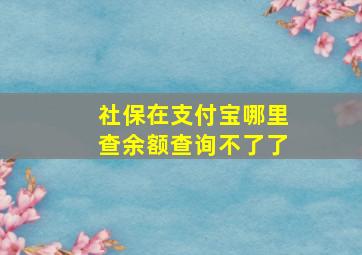 社保在支付宝哪里查余额查询不了了