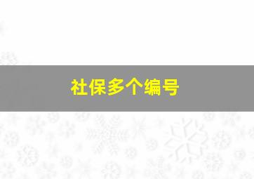 社保多个编号