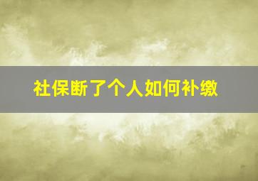 社保断了个人如何补缴