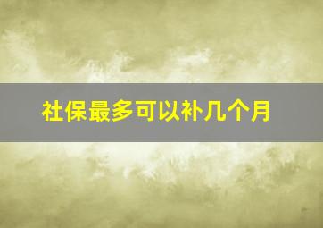 社保最多可以补几个月