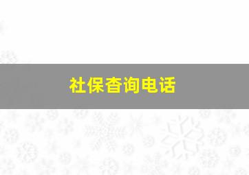 社保杳询电话