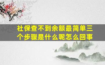 社保查不到余额最简单三个步骤是什么呢怎么回事