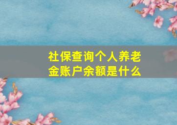 社保查询个人养老金账户余额是什么