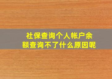 社保查询个人帐户余额查询不了什么原因呢