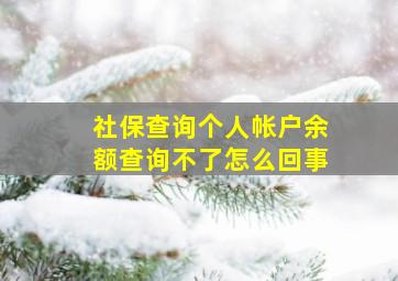 社保查询个人帐户余额查询不了怎么回事