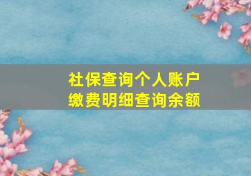 社保查询个人账户缴费明细查询余额