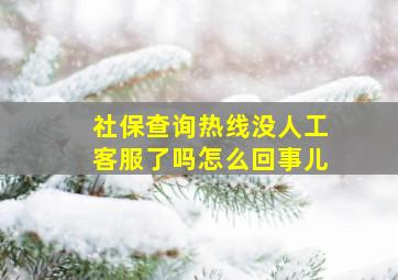 社保查询热线没人工客服了吗怎么回事儿