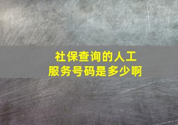 社保查询的人工服务号码是多少啊