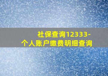 社保查询12333-个人账户缴费明细查询