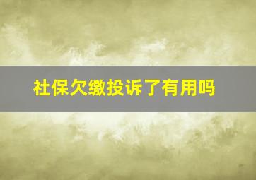 社保欠缴投诉了有用吗