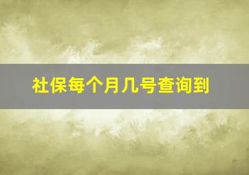 社保每个月几号查询到