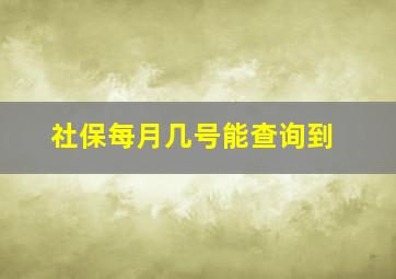 社保每月几号能查询到