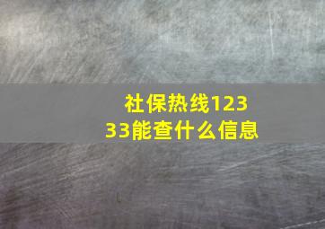 社保热线12333能查什么信息