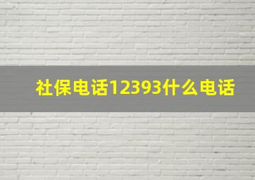 社保电话12393什么电话