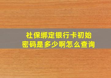 社保绑定银行卡初始密码是多少啊怎么查询