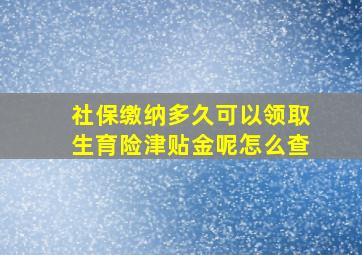 社保缴纳多久可以领取生育险津贴金呢怎么查