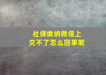 社保缴纳微信上交不了怎么回事呢