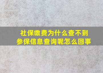 社保缴费为什么查不到参保信息查询呢怎么回事