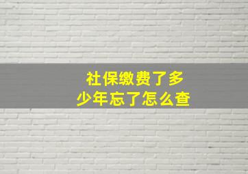 社保缴费了多少年忘了怎么查