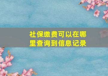 社保缴费可以在哪里查询到信息记录