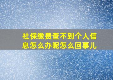 社保缴费查不到个人信息怎么办呢怎么回事儿