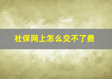 社保网上怎么交不了费