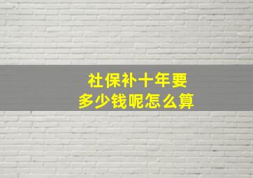 社保补十年要多少钱呢怎么算