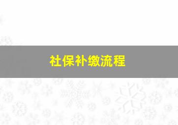 社保补缴流程