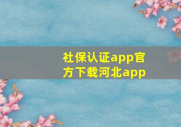 社保认证app官方下载河北app