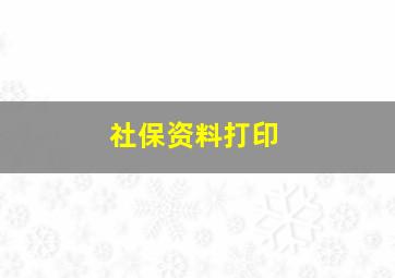 社保资料打印