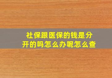 社保跟医保的钱是分开的吗怎么办呢怎么查