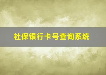 社保银行卡号查询系统