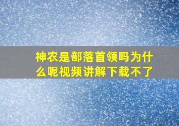 神农是部落首领吗为什么呢视频讲解下载不了