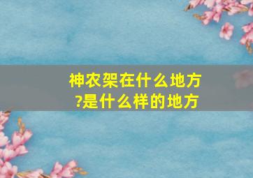 神农架在什么地方?是什么样的地方