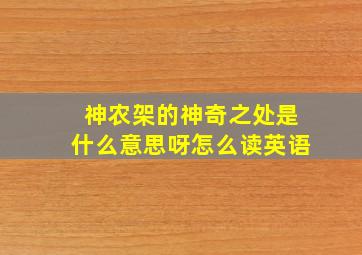 神农架的神奇之处是什么意思呀怎么读英语