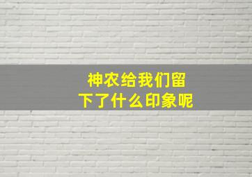 神农给我们留下了什么印象呢