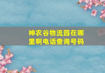 神农谷物流园在哪里啊电话查询号码