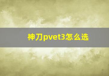 神刀pvet3怎么选