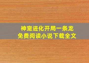 神宠进化开局一条龙免费阅读小说下载全文