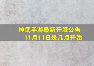 神武手游最新开服公告11月11日是几点开始